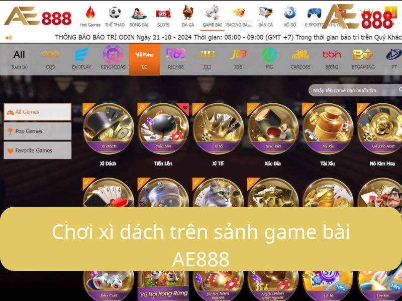 Chọn trò chơi "Xì Dách" Chọn trò chơi "Xì Dách"