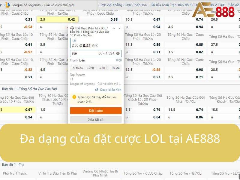 Đa dạng cửa đặt cược LOL tại AE888 Đa dạng cửa đặt cược LOL tại AE888