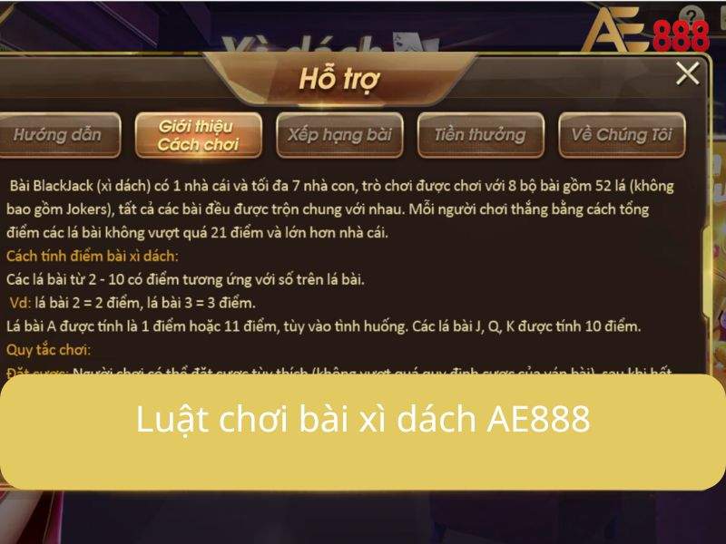 Luật chơi bài xì dách online AE888 Luật chơi bài xì dách online AE888