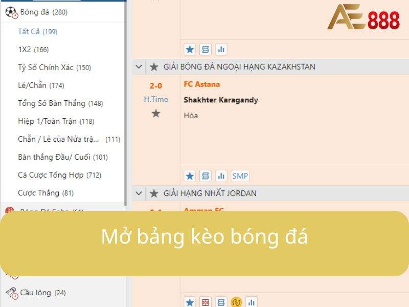 Chọn trò chơi "Bóng Đá" để mở bảng kèo Chọn trò chơi "Bóng Đá" để mở bảng kèo