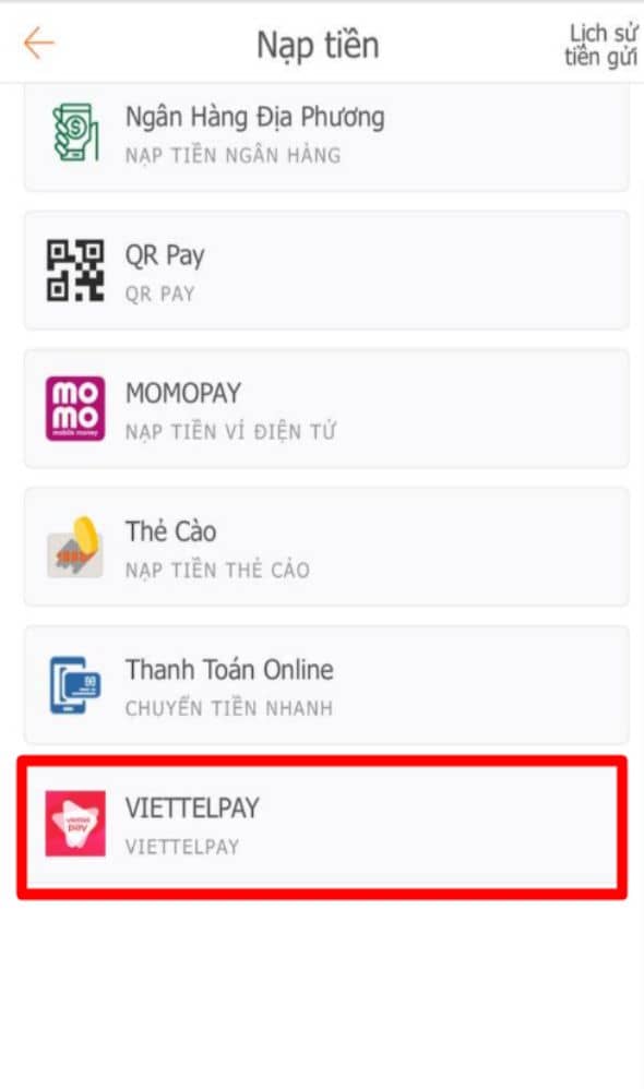 Chọn phương thức thanh toán ViettelPay Chọn phương thức thanh toán ViettelPay