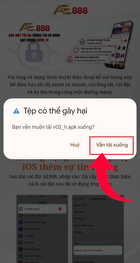 Chọn vẫn tải xuống để đồng ý tải app AE888 Chọn vẫn tải xuống để đồng ý tải app AE888