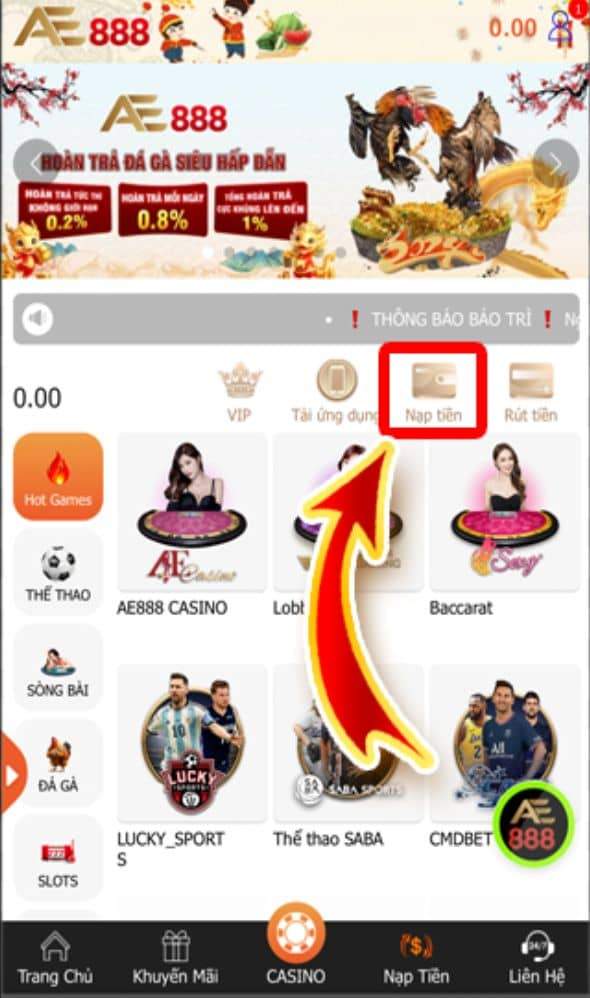 Đăng nhập và chọn mục nạp tiền Đăng nhập và chọn mục nạp tiền