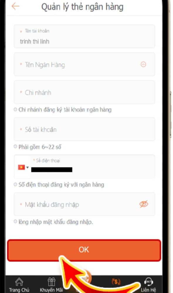 Điền thông tin thẻ ngân hàng để liên kết với tài khoản AE888 Điền thông tin thẻ ngân hàng để liên kết với tài khoản AE888