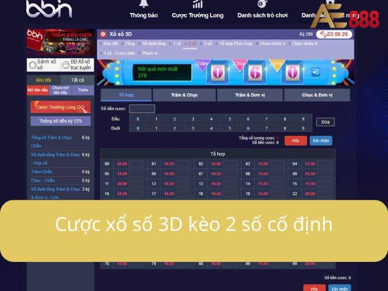 Cược xổ số 3D kèo 2 số cố định Cược xổ số 3D kèo 2 số cố định