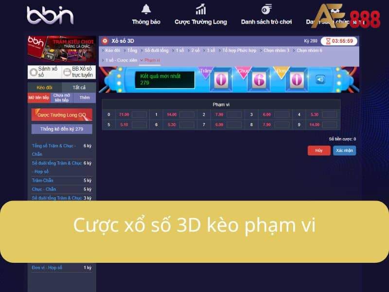 Cược xổ số 3D kèo phạm vi Cược xổ số 3D kèo phạm vi