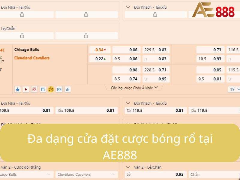 Đa dạng cửa đặt cược bóng rổ tại AE888 Đa dạng cửa đặt cược bóng rổ tại AE888