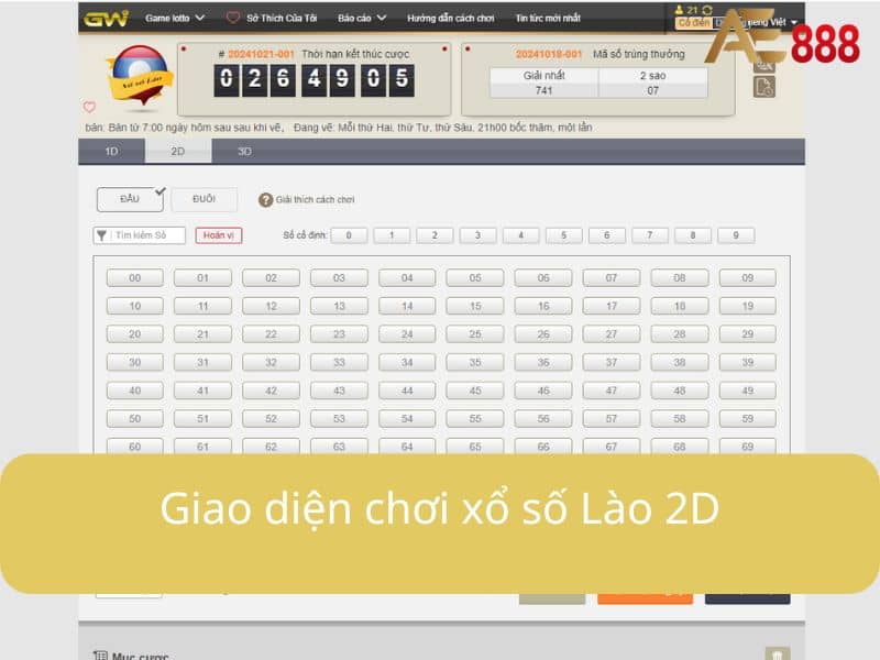 Giao diện chơi xổ số Lào 2D Giao diện chơi xổ số Lào 2D