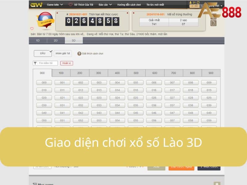 Giao diện chơi xổ số Lào 3D Giao diện chơi xổ số Lào 3D