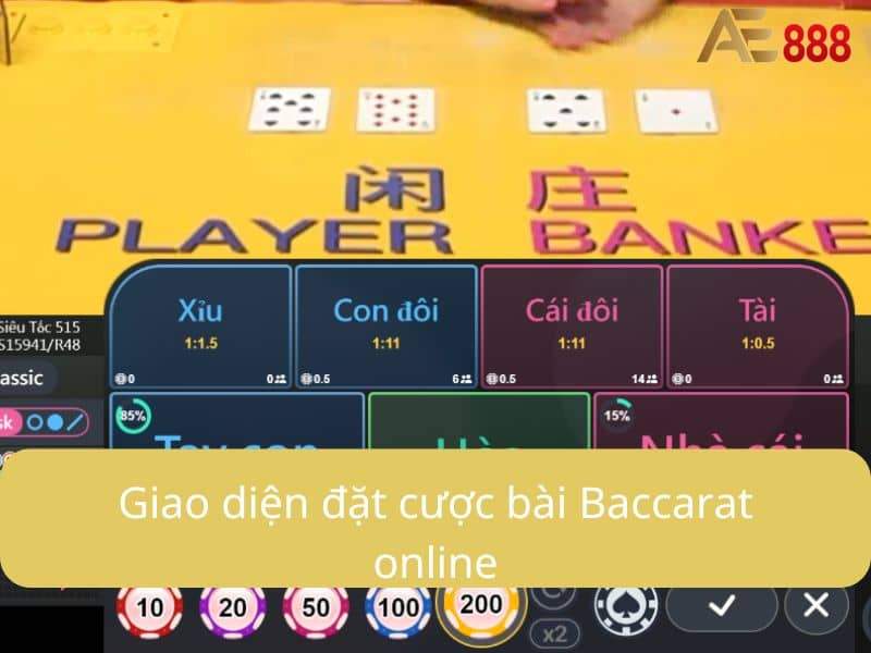 Giao diện đặt cược bài Baccarat online Giao diện đặt cược bài Baccarat online