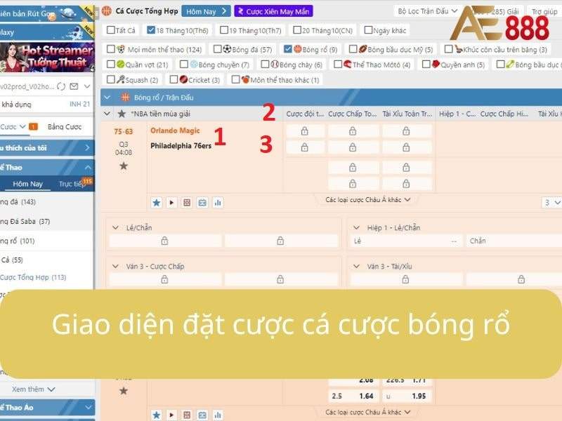 Giao diện đặt cược cá cược bóng rổ Giao diện đặt cược cá cược bóng rổ