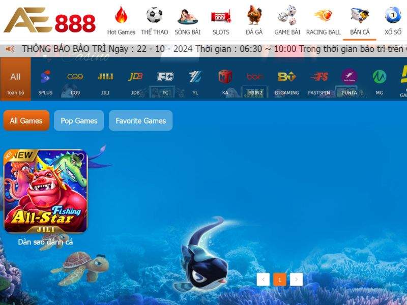 Dàn Sao Đánh Cá là trò chơi được AE888 cải tiến từ thể loại bắn cá truyền thống Dàn Sao Đánh Cá là trò chơi được AE888 cải tiến từ thể loại bắn cá truyền thống